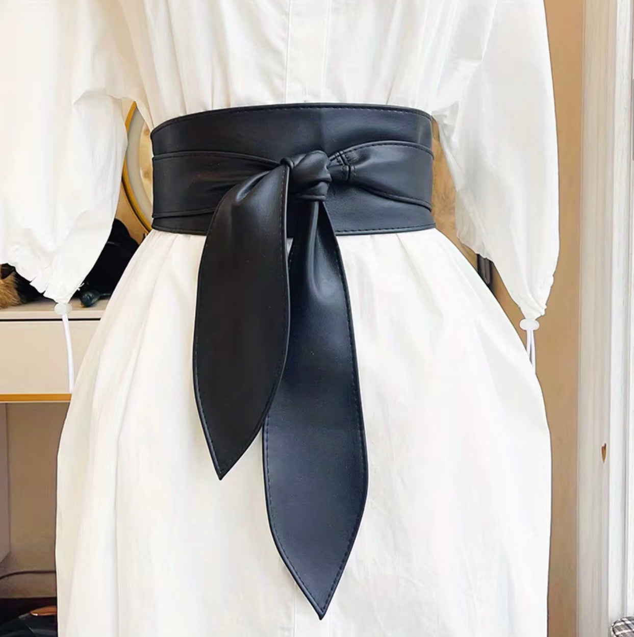 Belt  Lace Up Tied Knot Corset PU - Ceinture