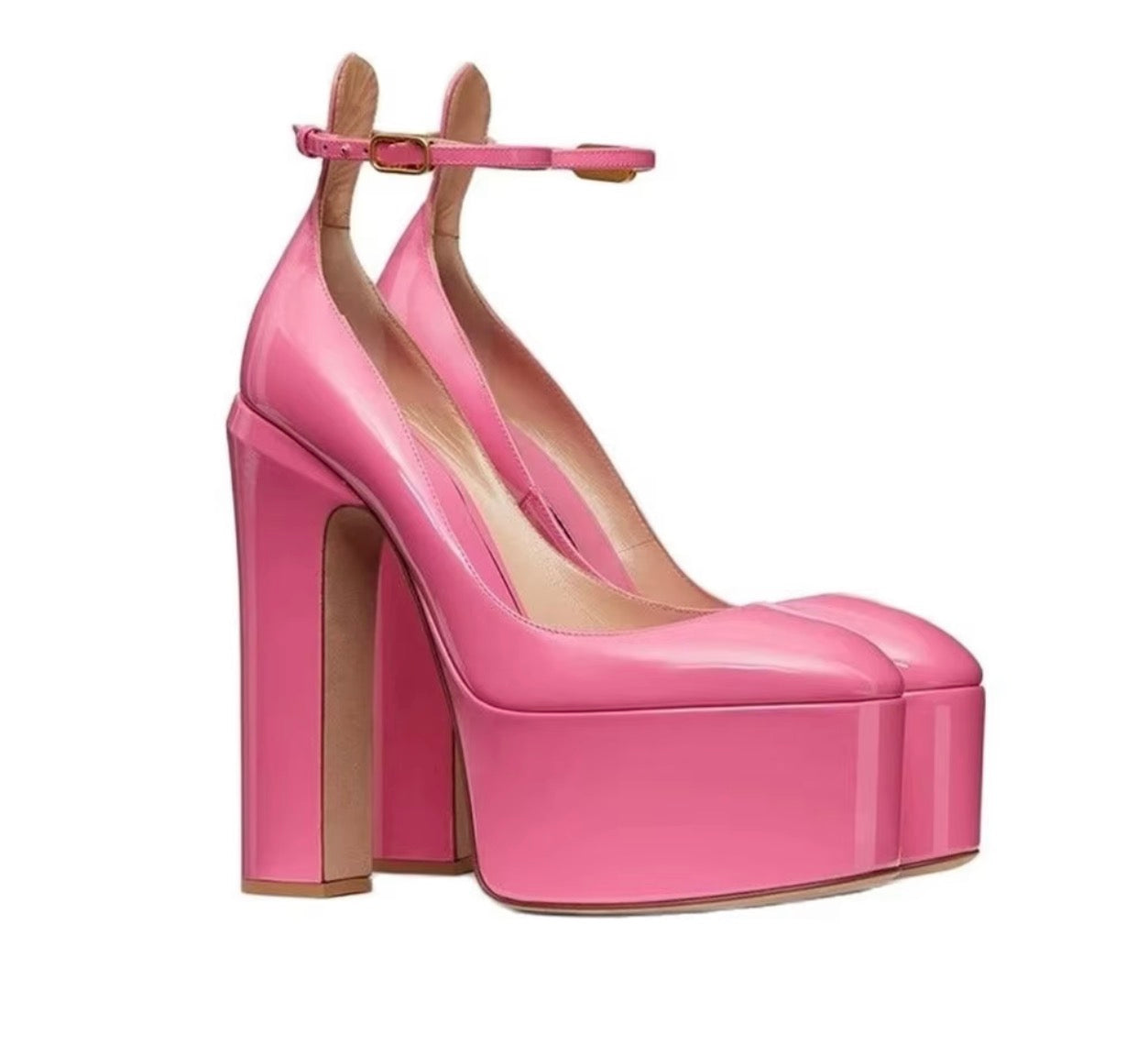 Barbie goin outside - Women's Pink Sandals Platform Heel Round / Talons platform