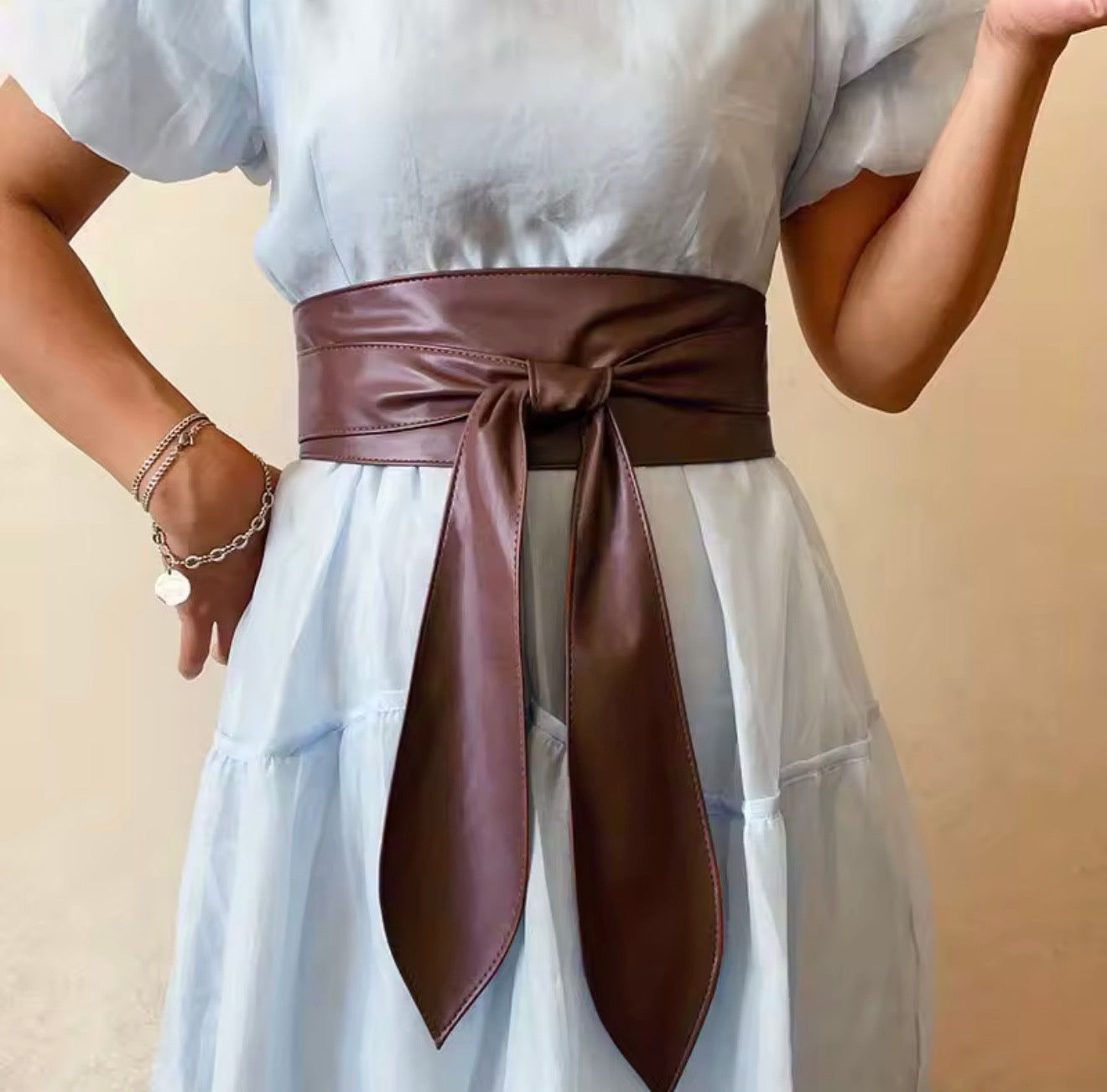 Belt  Lace Up Tied Knot Corset PU - Ceinture