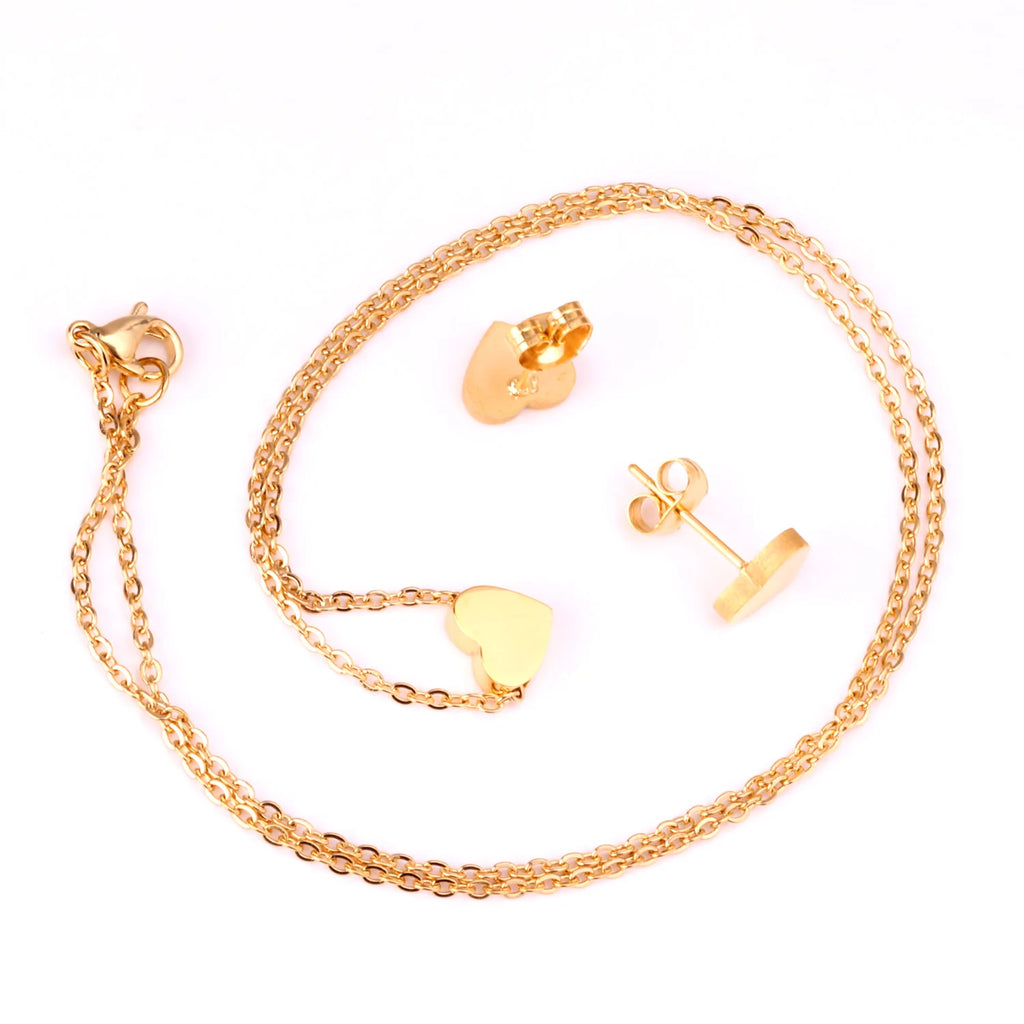 Cute heart Stainless Steel - ensemble collier et boucles d’oreilles